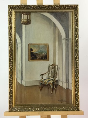 Lot 380 - AN OIL ON BOARD BY WALTER BARTRAM