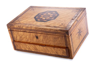 Lot 740 - VICTORIAN BIRDSEYE MAPLE AND PARQUETRY WORK BOX