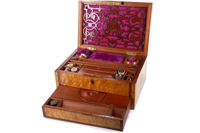 Lot 740 - VICTORIAN BIRDSEYE MAPLE AND PARQUETRY WORK BOX