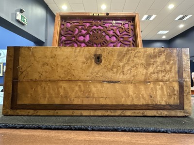 Lot 740 - VICTORIAN BIRDSEYE MAPLE AND PARQUETRY WORK BOX
