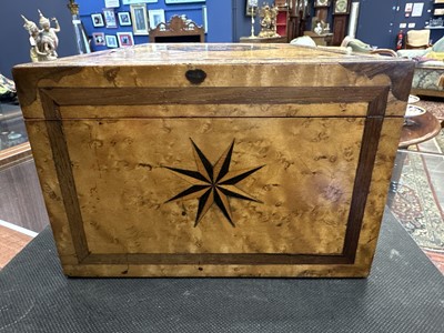 Lot 740 - VICTORIAN BIRDSEYE MAPLE AND PARQUETRY WORK BOX