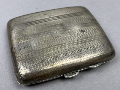 Lot 461 - A SILVER CIGARETTE CASE, CANTEEN OF CUTLERY AND OTHER PLATE, ALSO A CHRISTENING GOWN