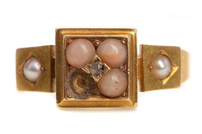 Lot 514 - CORAL AND SEED PEARL RING