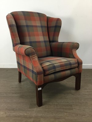 Lot 400 - A WING BACK ARMCHAIR