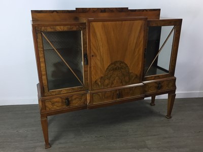 Lot 388 - AN ART DECO WALNUT DISPLAY CABINET