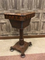 Lot 876 - EARLY VICTORIAN ROSEWOOD WORK TABLE the hinged...