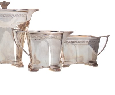 Lot 93 - GEORGE VI SILVER FOUR PIECE TEA SERVICE