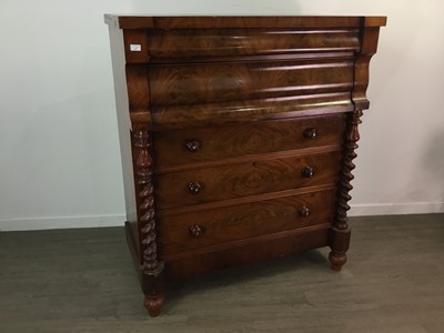 Lot 454 - A VICTORIAN MAHOGANY OGEE CHEST OF DRAWERS