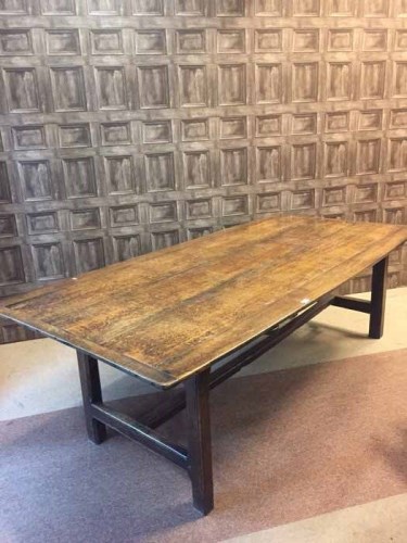 Lot 881 - ATTRACTIVE ENGLISH OAK REFECTORY DINING TABLE...