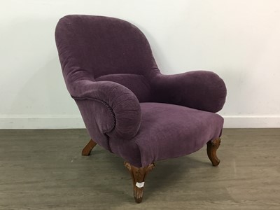 Lot 744 - VICTORIAN UPHOLSTERED ARMCHAIR