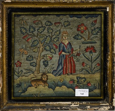 Lot 745 - CHARLES II EMBROIDERED PANEL