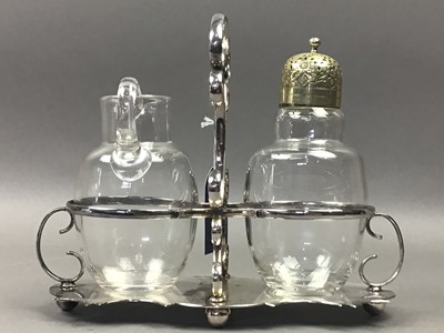 Lot 63 - EARLY 20TH CENTURY GLASS CREAM JUG AND SUGAR CASTER