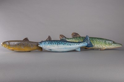 Lot 212 - FIVE FOLK ART PLASTER FISH SCULPTURES