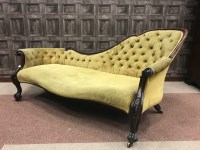Lot 926 - VICTORIAN MAHOGANY FRAMED DOUBLE-ENDED CHAISE...