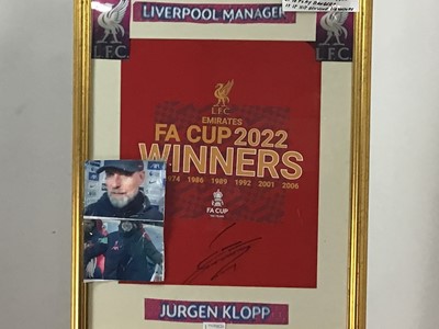 Lot 46 - JURGEN KLOPP SIGNED LIVERPOOL FC FA CUP WINNERS T SHIRT