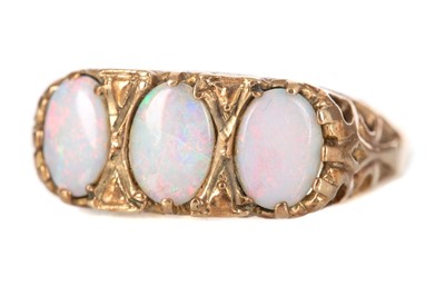 Lot 685 - OPAL THREE STONE RING