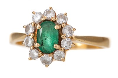 Lot 691 - EMERALD AND DIAMOND RING