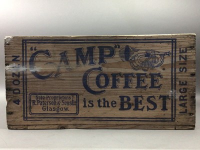 Lot 197 - VINTAGE 'CAMP' COFFEE IS THE BEST' WOODEN BOX