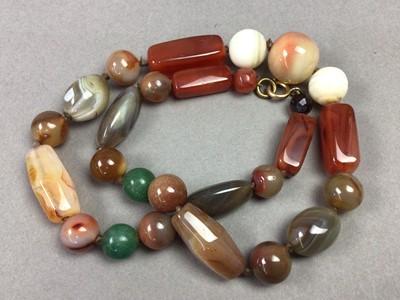 Lot 119 - TWO AGATE BEAD NECKLACES