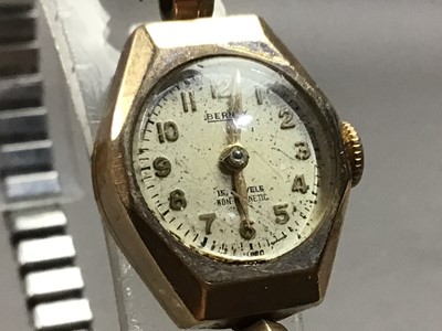 Lot 174 - NINE CARAT GOLD CASED LADY'S WRIST WATCH