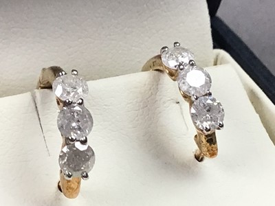 Lot 217 - PAIR OF NINE CARAT AND DIAMOND HOOP EARRINGS