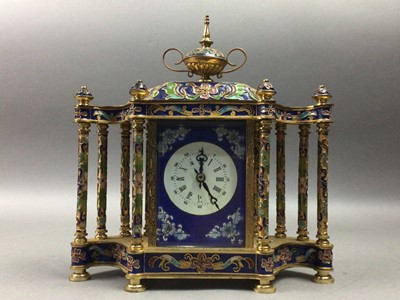 Lot 187 - GILT AND ENAMEL MANTEL CLOCK