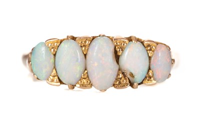 Lot 744 - OPAL FIVE STONE RING