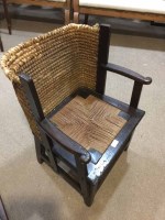 Lot 980 - CHILD'S ORKNEY CHAIR with drop-in wicker seat,...