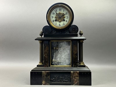 Lot 190 - REPRODUCTION BLACK SLATE MANTEL CLOCK