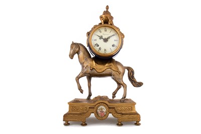 Lot 617 - ITALIAN GILT METAL EQUESTRIAN MANTEL CLOCK