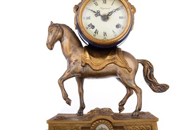 Lot 617 - ITALIAN GILT METAL EQUESTRIAN MANTEL CLOCK