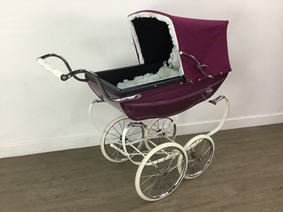 Lot 330 - VINTAGE SILVER CROSS DOLL PRAM