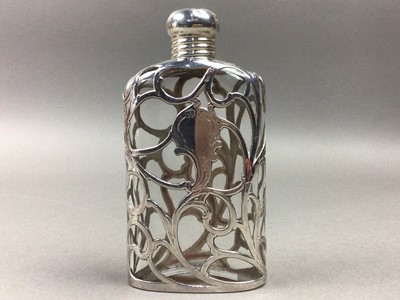 Lot 338 - WHITE METAL OVERLAID HIP FLASK