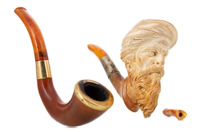 Lot 692 - TWO VICTORIAN MEERSCHAUM PIPES