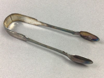 Lot 347 - PAIR OF SILVER SUGAR TONGS