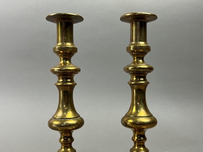 Lot 286 - TWO PAIRS OF BRASS CANDLESTICKS