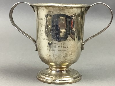 Lot 402 - SILVER TWO HANDLED TROPHY CUP