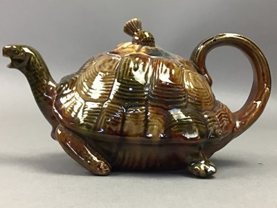 Lot 409 - STONEWARE TEA POT MODELLED IN THE FORM OF A TORTOISE