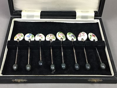 Lot 413 - SET OF EIGHT ENAMELLED COFFEE SPOONS