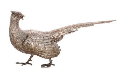 Lot 91 - CONTINENTAL SILVER MODEL OF A PHEASANT