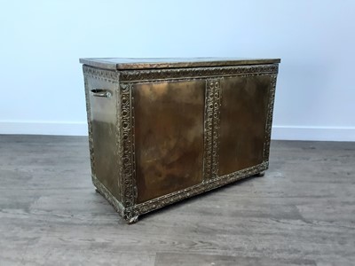 Lot 459 - LARGE BRASS LOG BOX