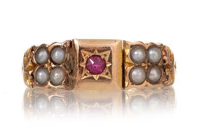 Lot 413 - VICTORIAN RUBY AND PEARL RING