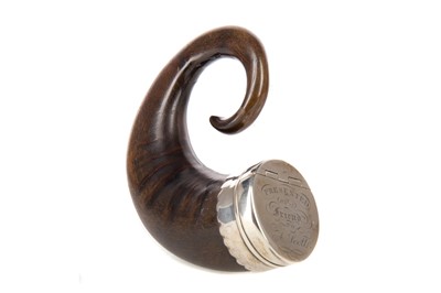 Lot 113 - SCOTTISH WHITE METAL MOUNTED SNUFF MULL