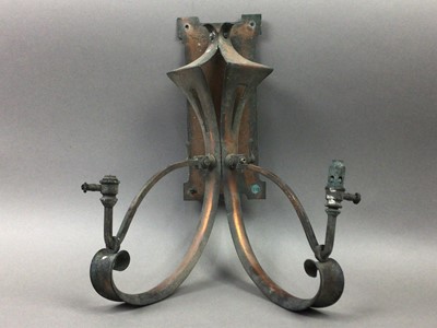 Lot 384 - PAIR OF COPPER WALL LIGHTS