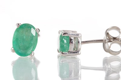 Lot 767 - PAIR OF EMERALD STUD EARRINGS