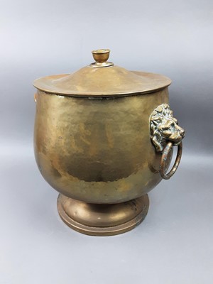 Lot 446 - LARGE BRASS POT AND COVER