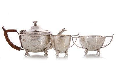 Lot 114 - GEORGE V SILVER THREE PIECE TEA SERVICE