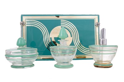 Lot 505 - ART DECO CZECHOSLOVAKIAN GLASS DRESSING TABLE SET