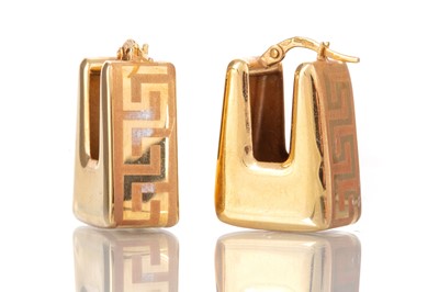 Lot 806 - PAIR OF GOLD GREEK KEY PATTERN EARRINGS