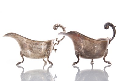 Lot 120 - PAIR OF GEORGE V SILVER SAUCEBOATS